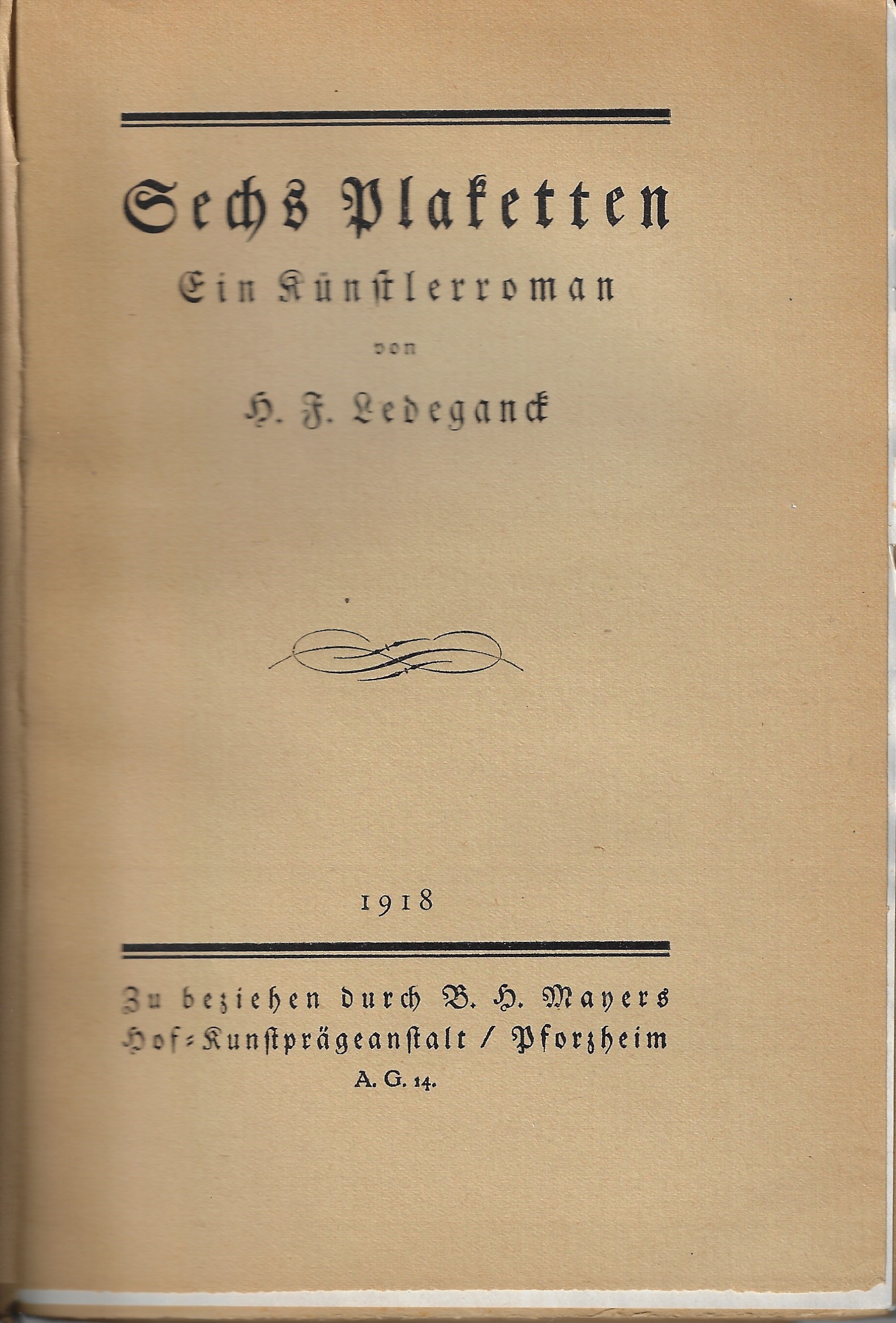 1918 - erste Seite des Buches Sechs Plaketten
